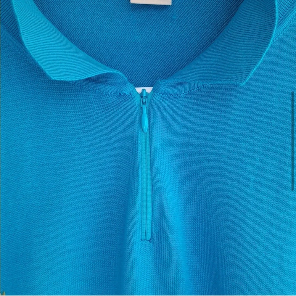 Paloma Wool Bright Turquoise Zip-Neck Pullover - Picture 2 of 10
